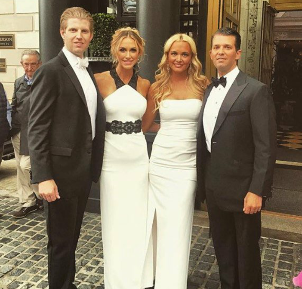 Donald Trump's sons Eric and Donald Trump Jr with their wives